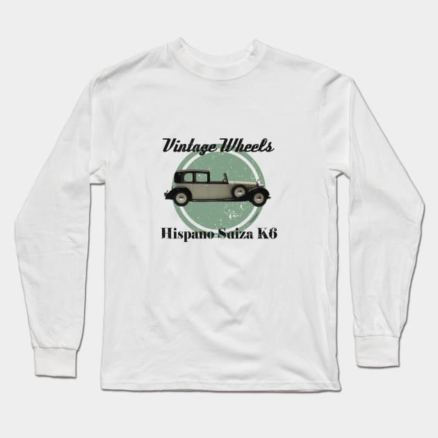 Vintage Wheels - Hispano Suiza K6 Long Sleeve T-Shirt by DaJellah